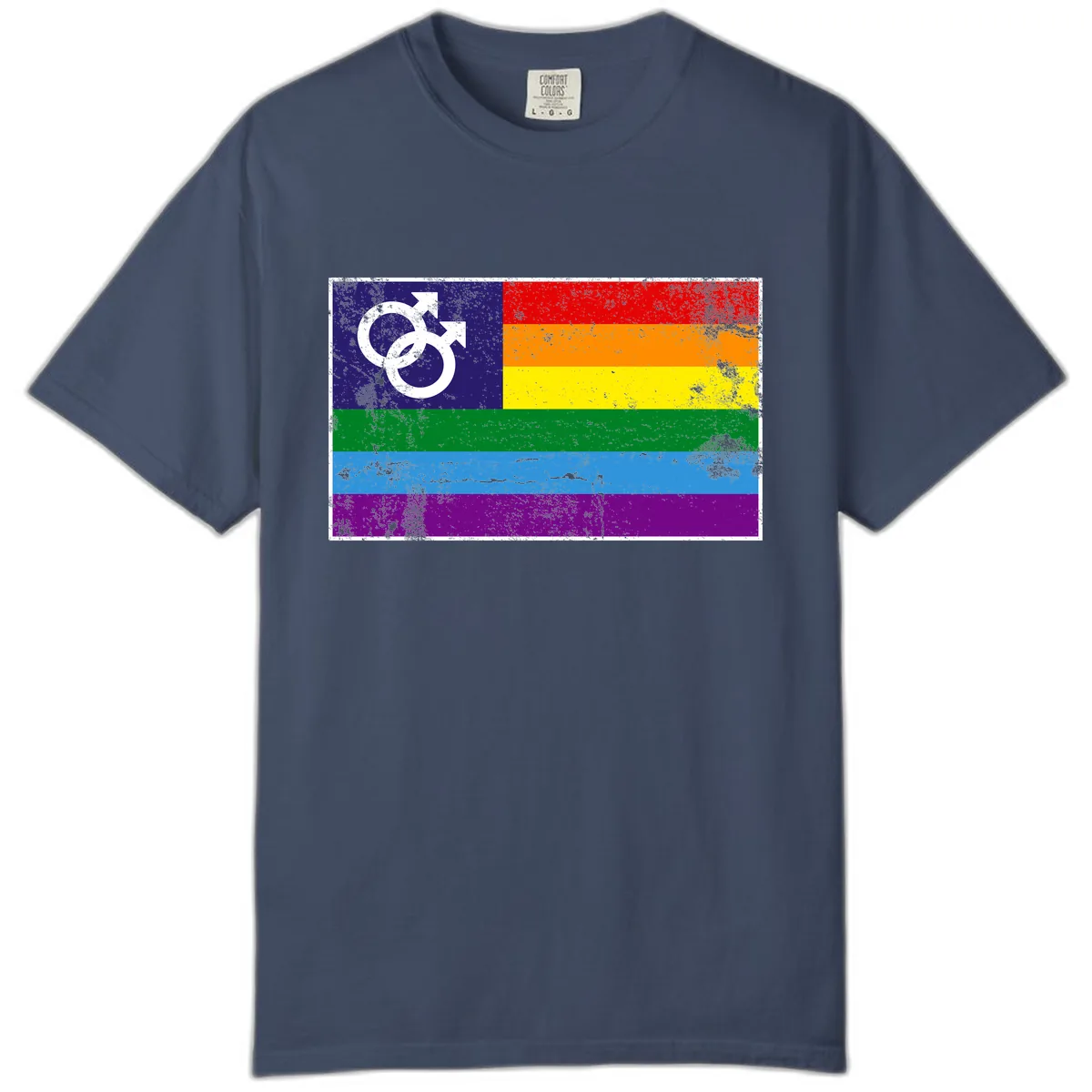 Rainbow Pride Flag With Gender Symbol Comfort Color in Midnight