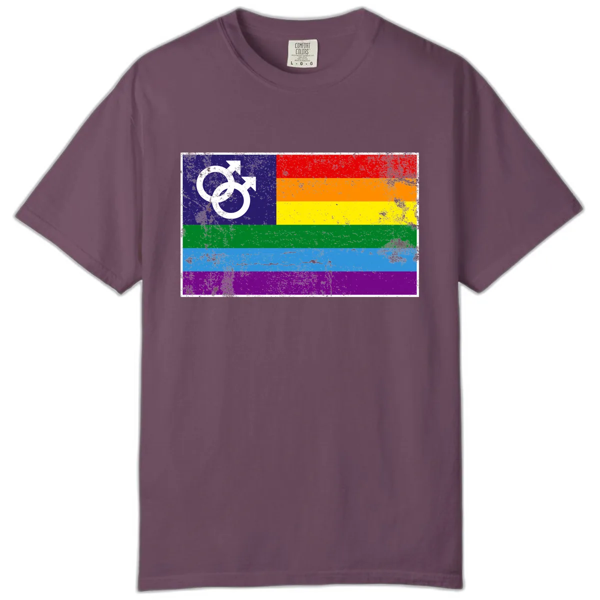 Rainbow Pride Flag With Gender Symbol Comfort Color in Berry