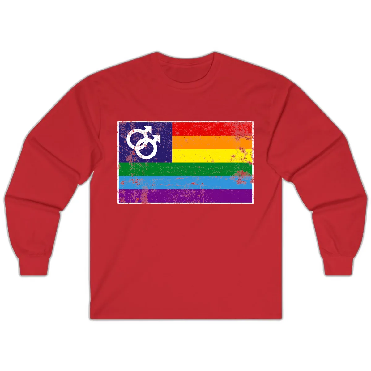 Rainbow Pride Flag With Gender Symbol Long Sleeve in Red