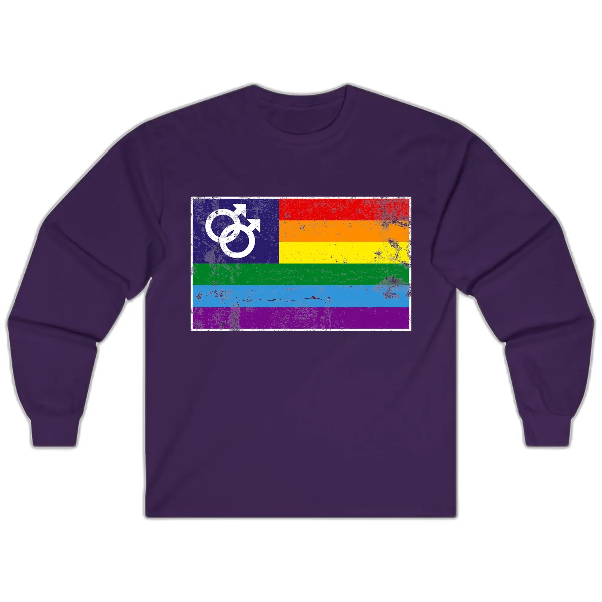 Rainbow Pride Flag With Gender Symbol Long Sleeve in Purple