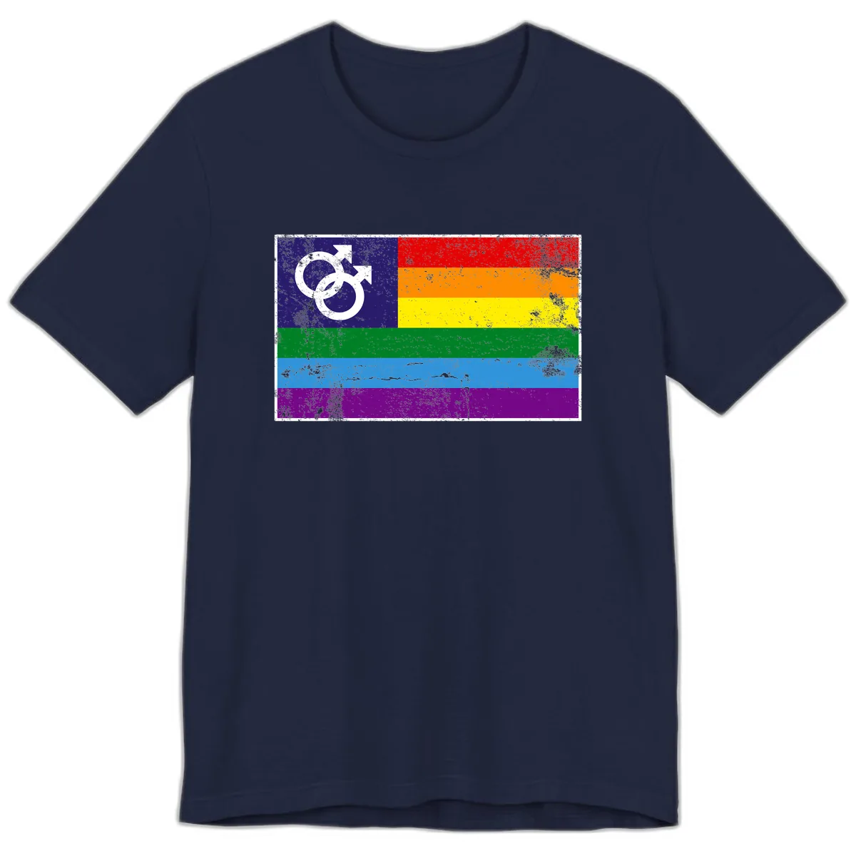Rainbow Pride Flag With Gender Symbol Premium T-Shirt in Navy