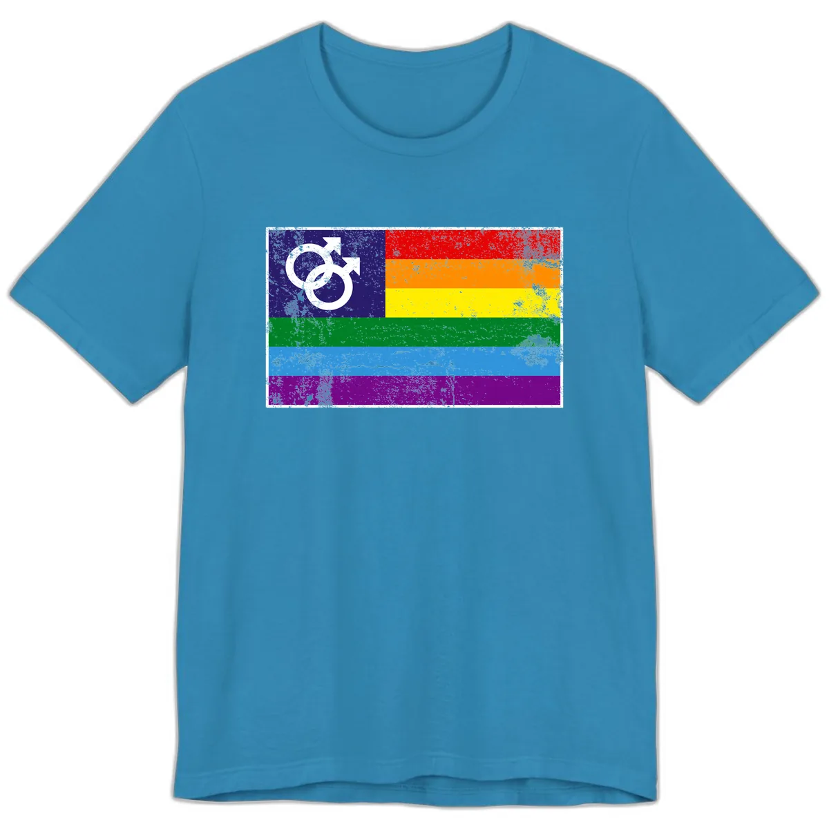 Rainbow Pride Flag With Gender Symbol Premium T-Shirt in Aqua