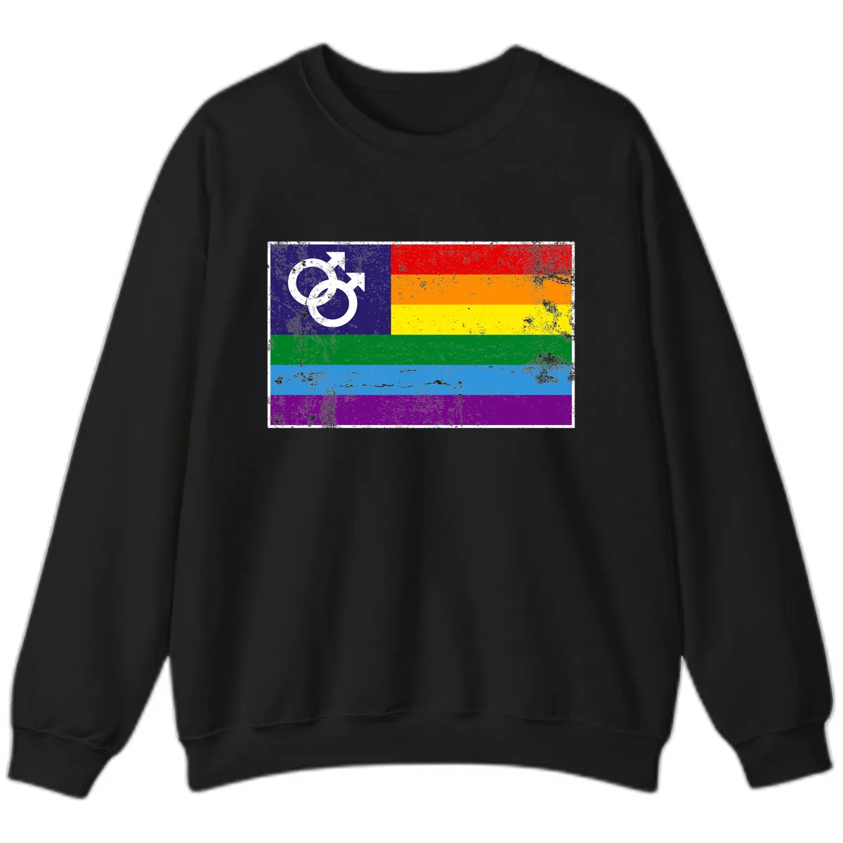 Rainbow Pride Flag With Gender Symbol Sweatshirt in Black