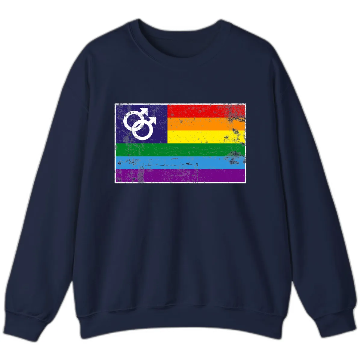 Rainbow Pride Flag With Gender Symbol Sweatshirt in Navy