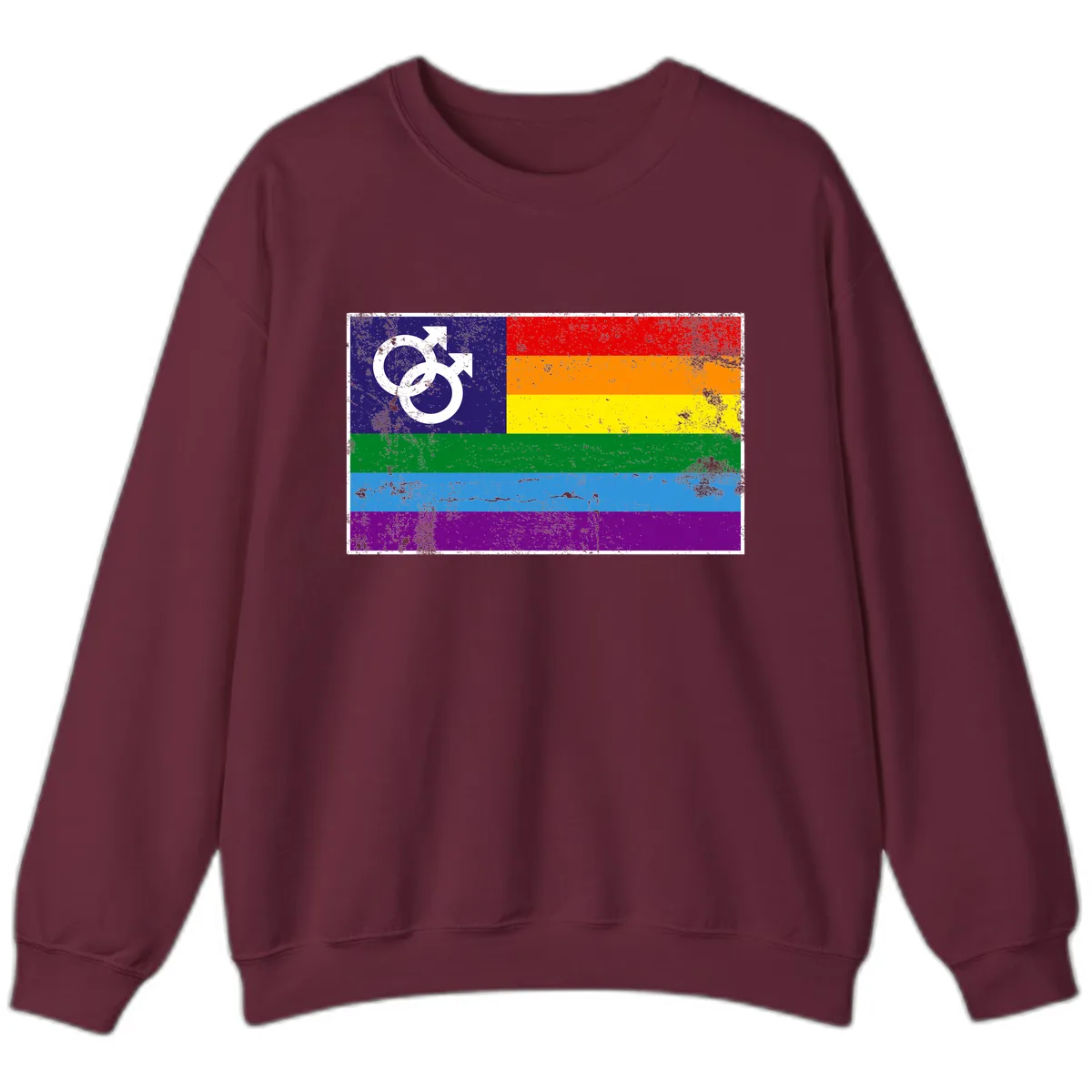 Rainbow Pride Flag With Gender Symbol Sweatshirt in Maroon