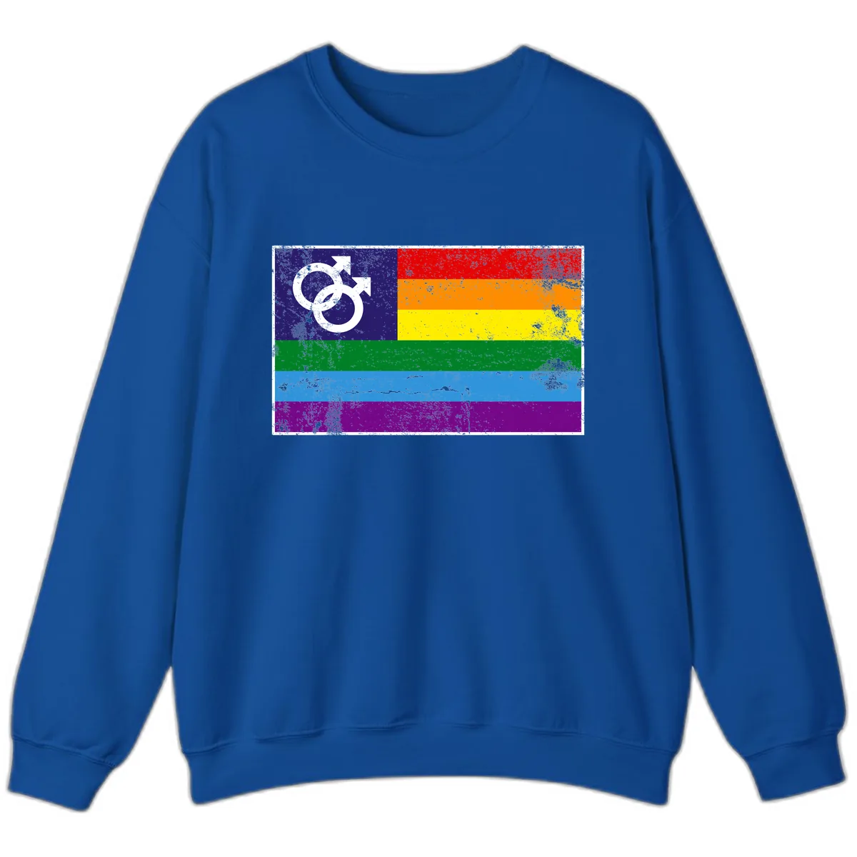 Rainbow Pride Flag With Gender Symbol Sweatshirt in Royal