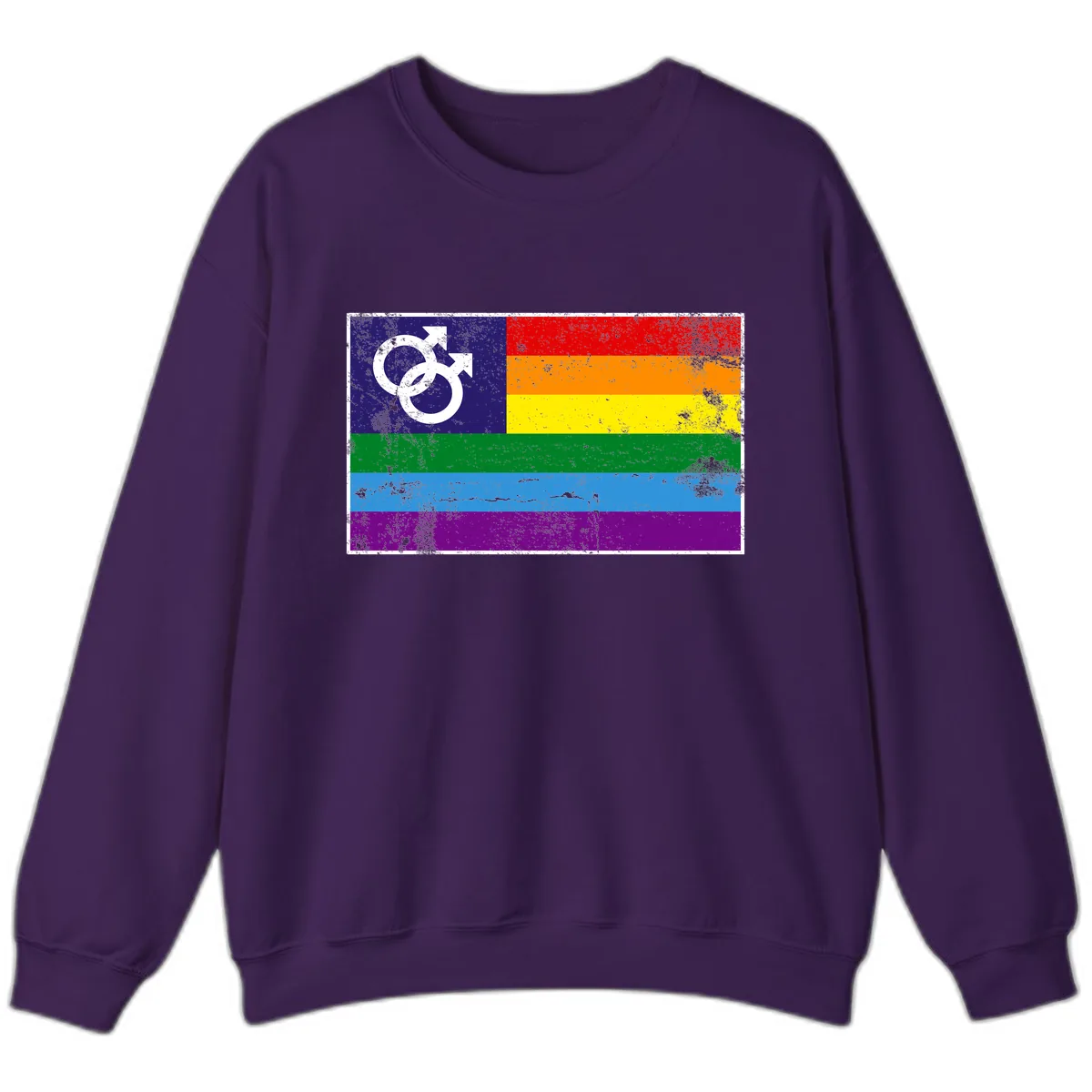 Rainbow Pride Flag With Gender Symbol Sweatshirt in Purple