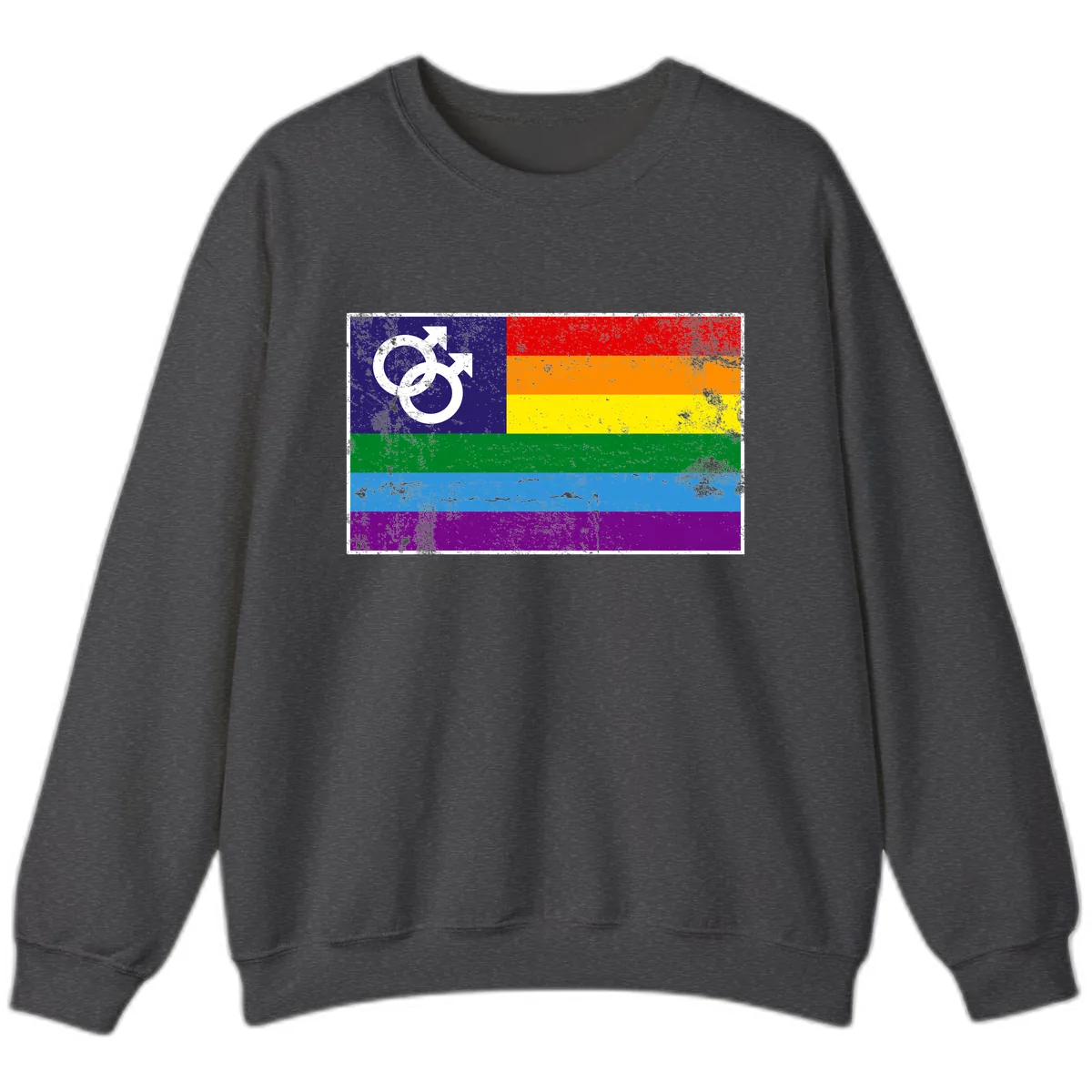 Rainbow Pride Flag With Gender Symbol Sweatshirt in Dark Heather