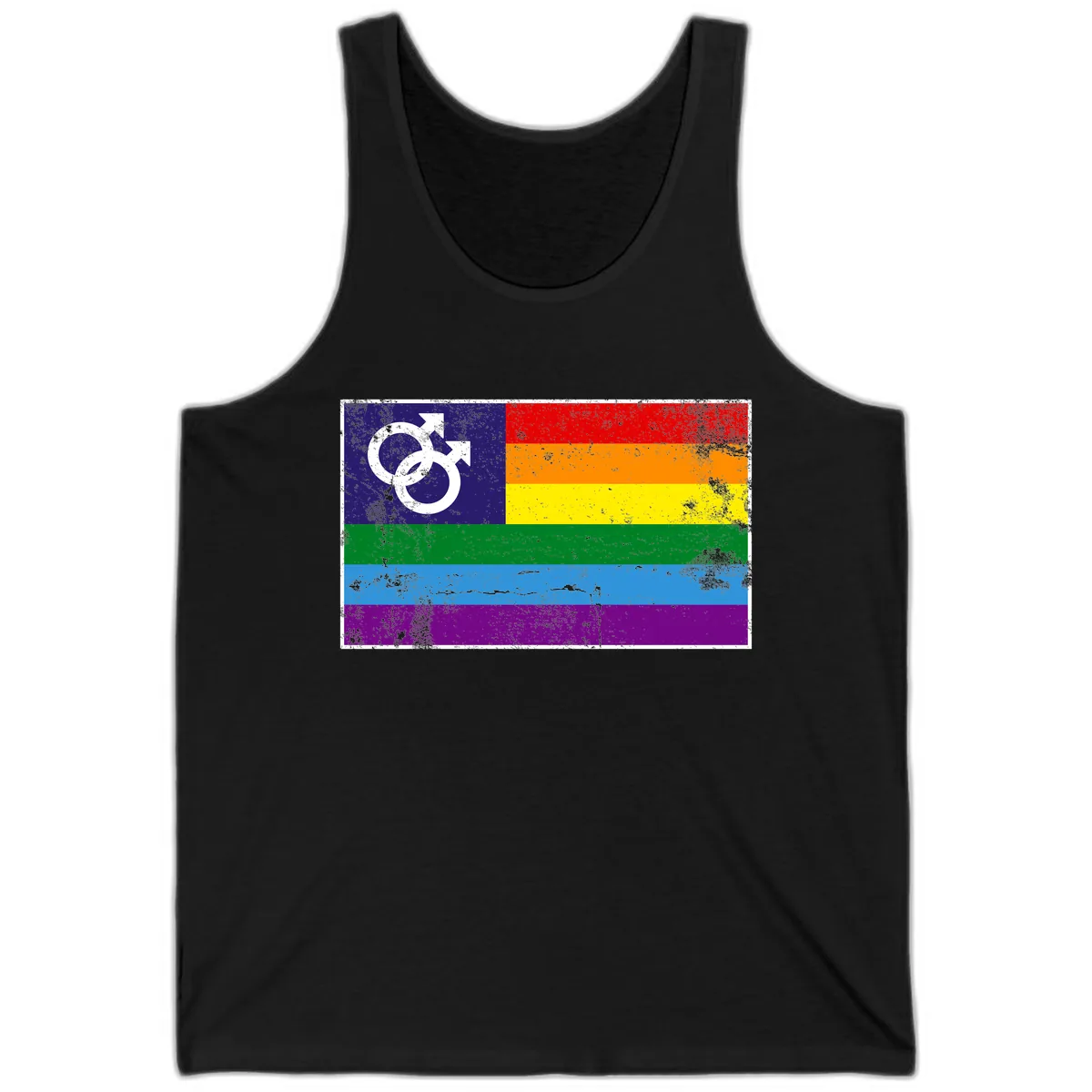 Rainbow Pride Flag With Gender Symbol Tank in Black