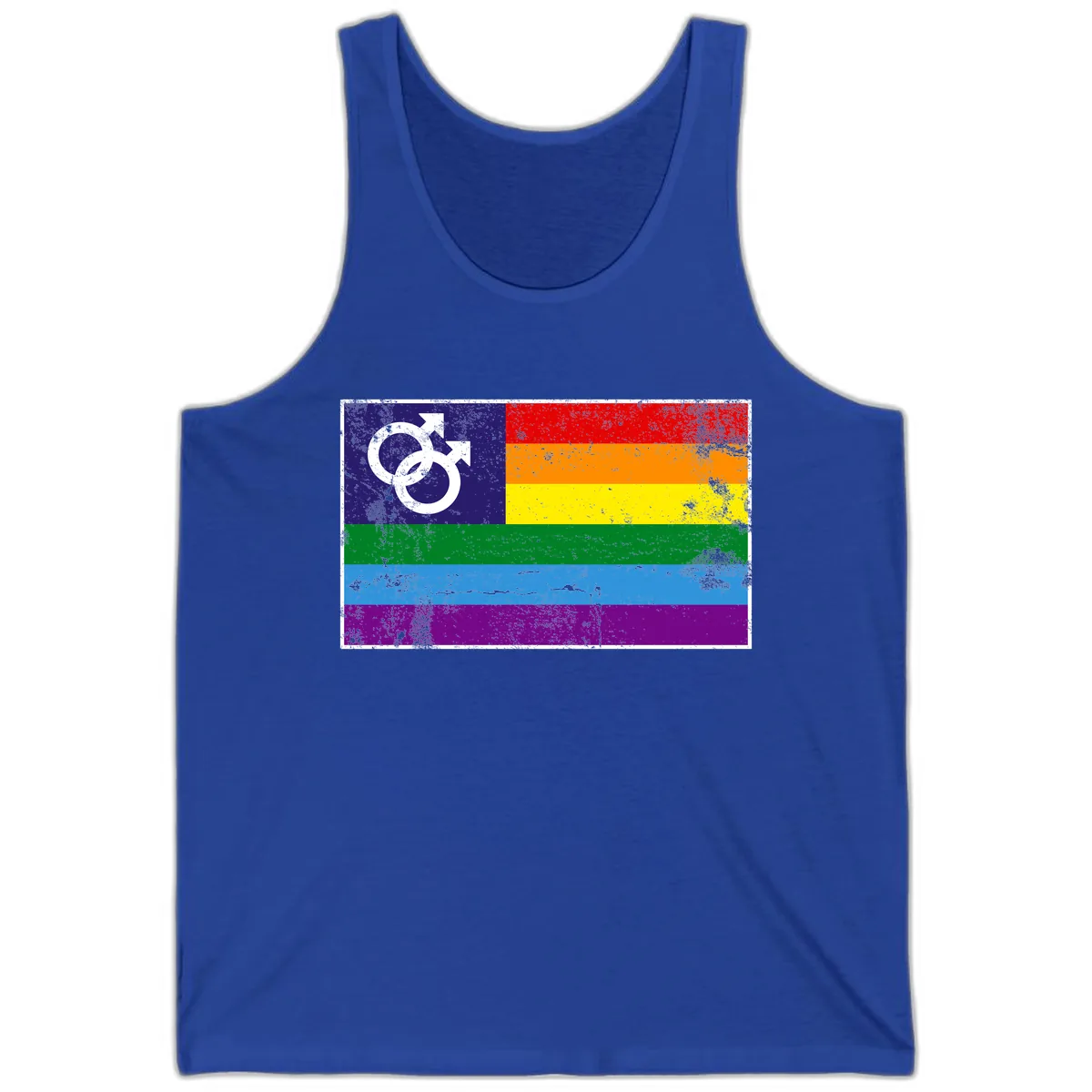 Rainbow Pride Flag With Gender Symbol Tank in True Royal