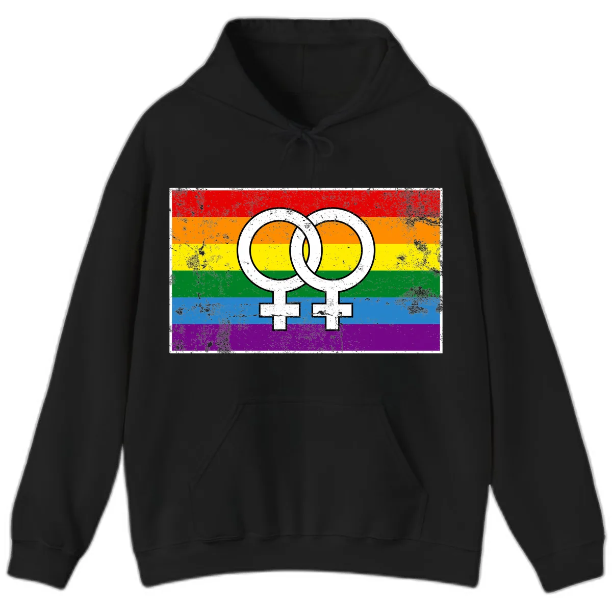 Double Female Symbol Pride Hoodie in Black