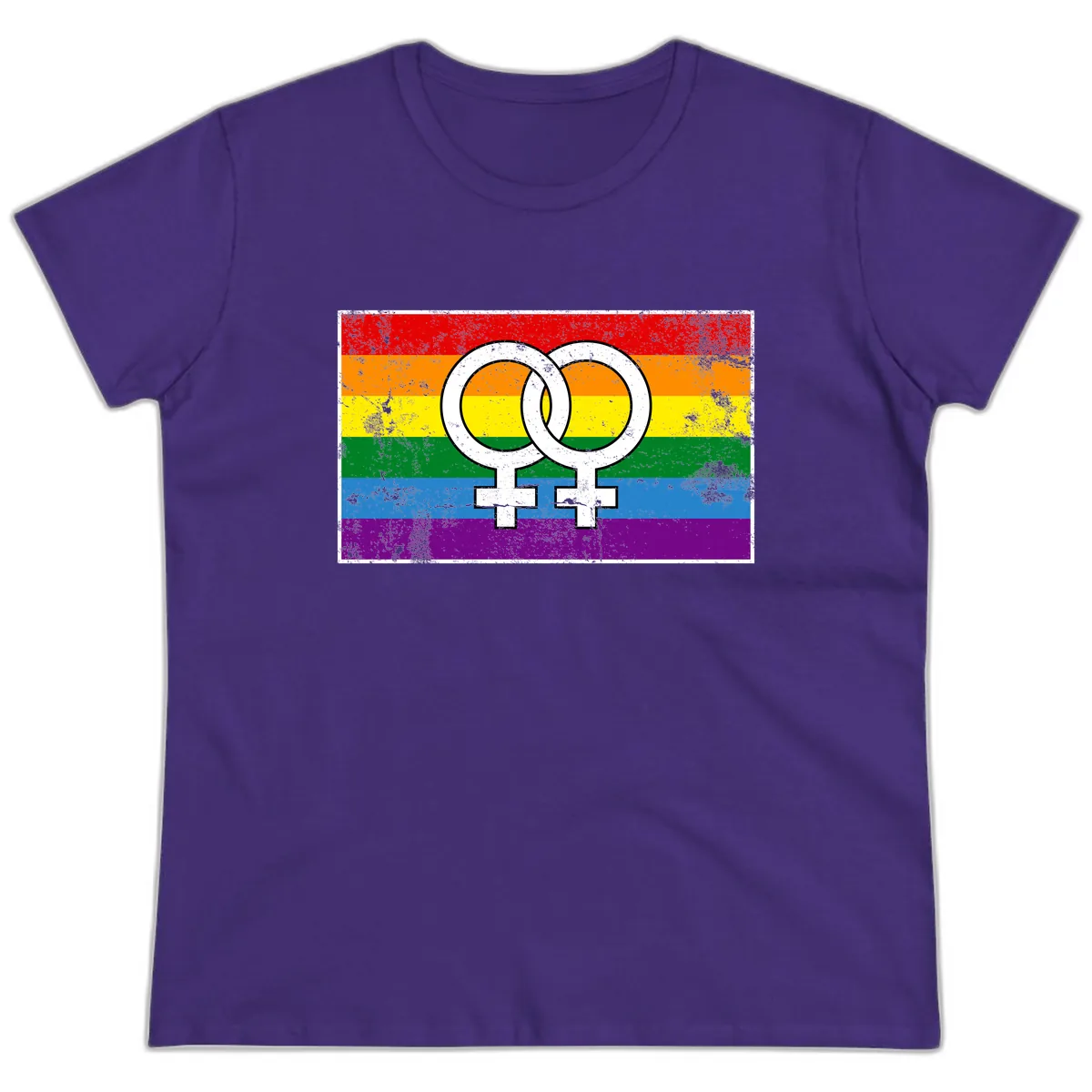 Double Female Symbol Pride Ladies Tee in Purple