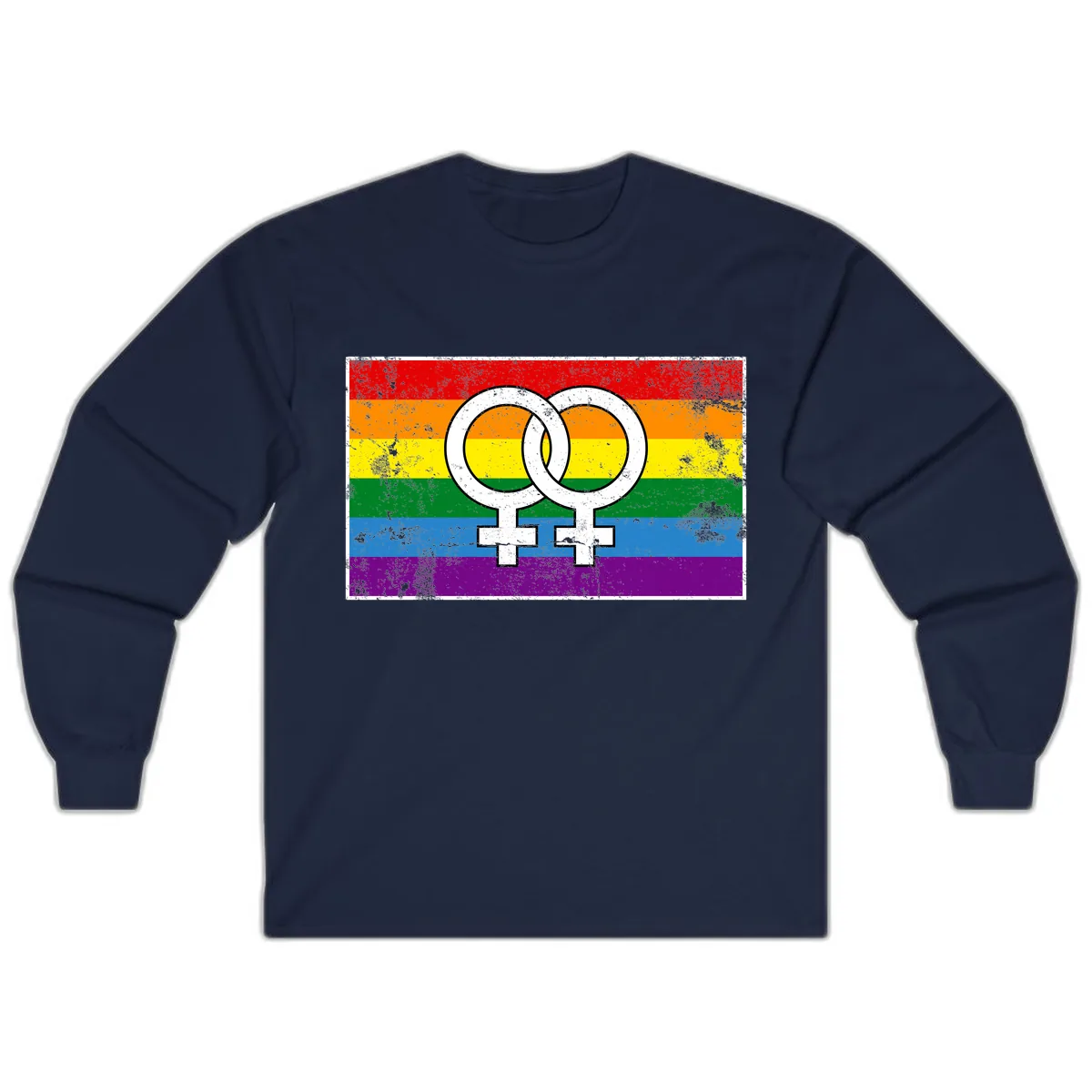 Double Female Symbol Pride Long Sleeve in Navy