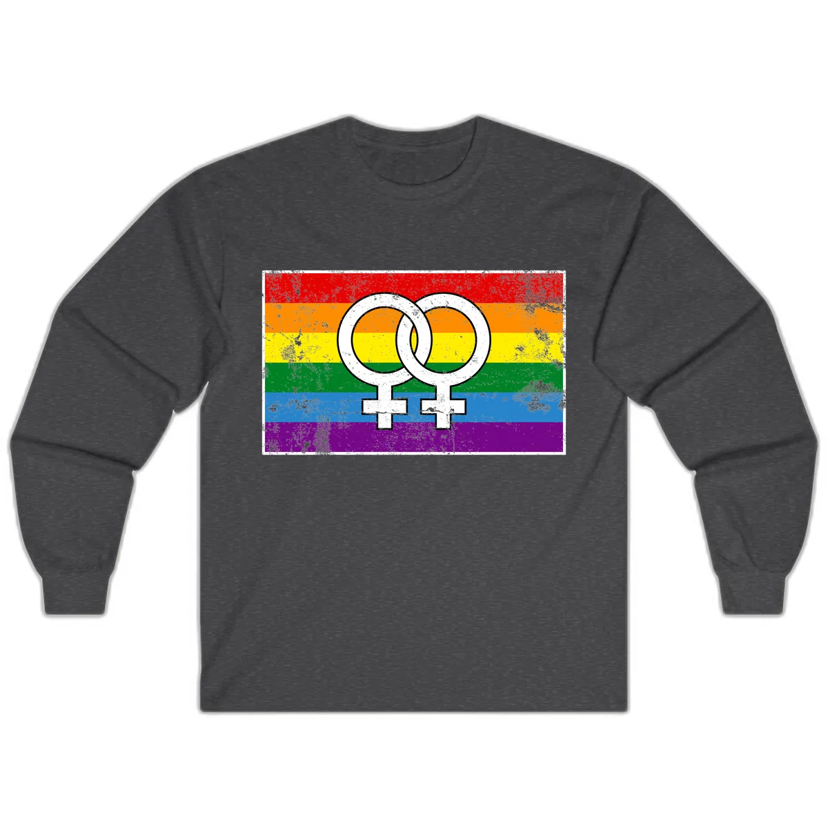 Double Female Symbol Pride Long Sleeve in Dark Heather