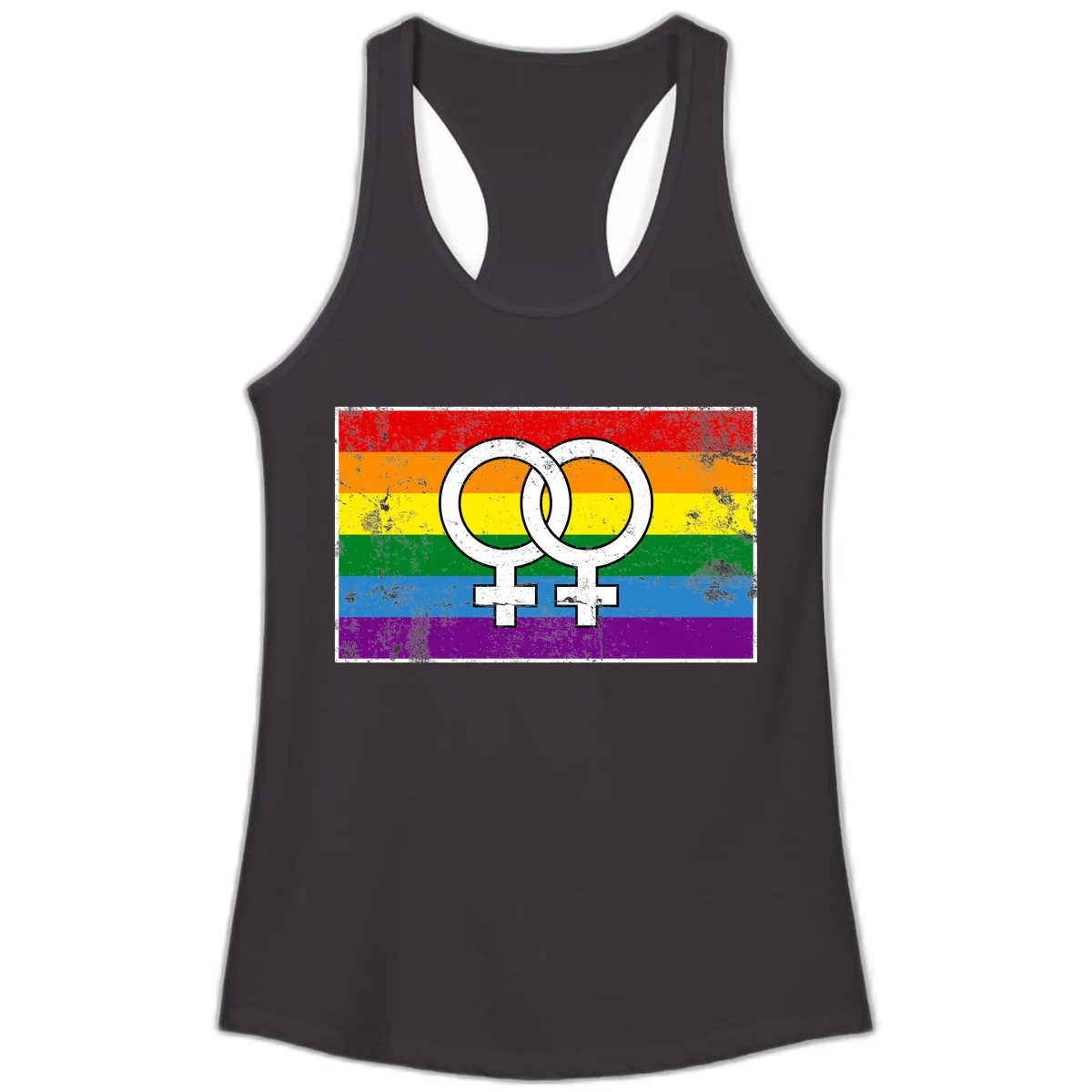 Double Female Symbol Pride Ladies Tank in Black