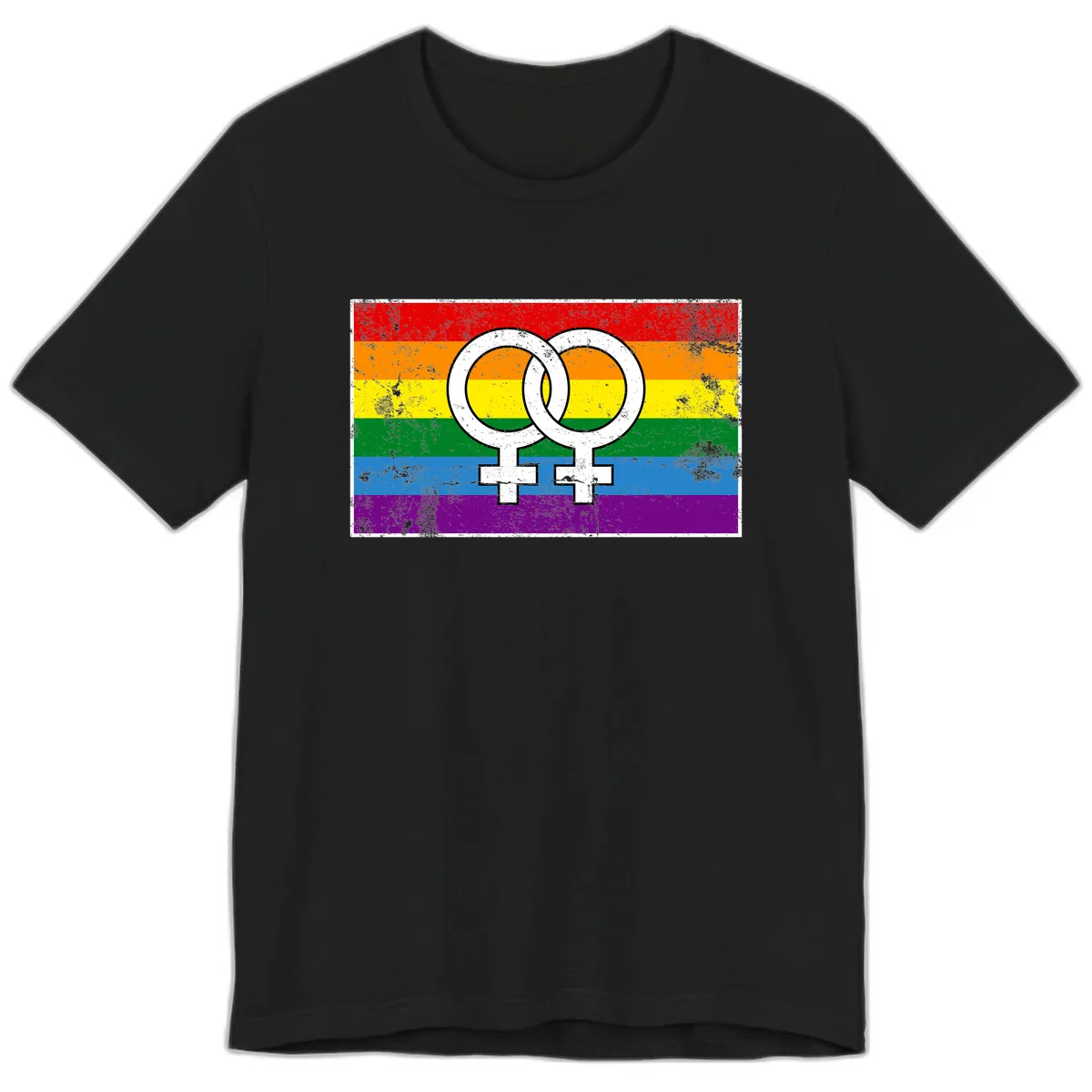 Double Female Symbol Pride Premium T-Shirt in Black