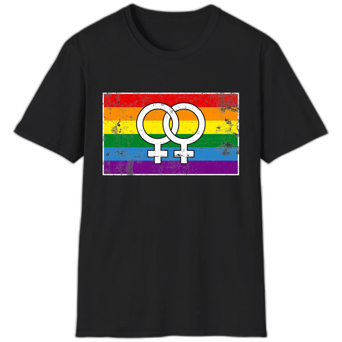 Double Female Symbol Pride T-Shirt in Black
