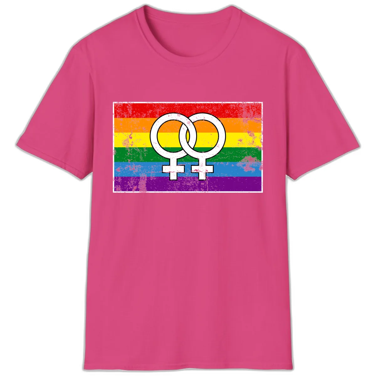 Double Female Symbol Pride T-Shirt in Heliconia