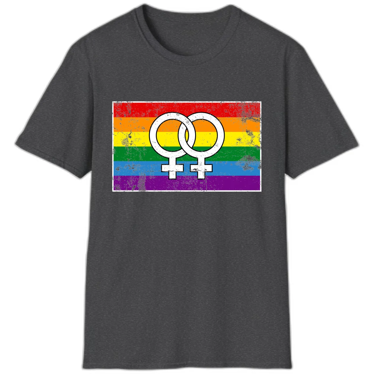 Double Female Symbol Pride T-Shirt in Dark Heather