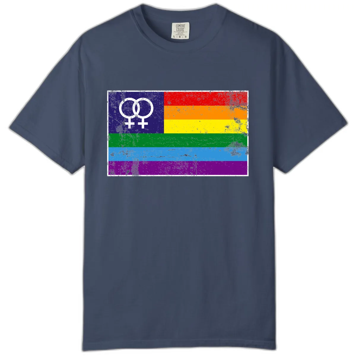 Lesbian Pride Rainbow Flag Comfort Color in Midnight
