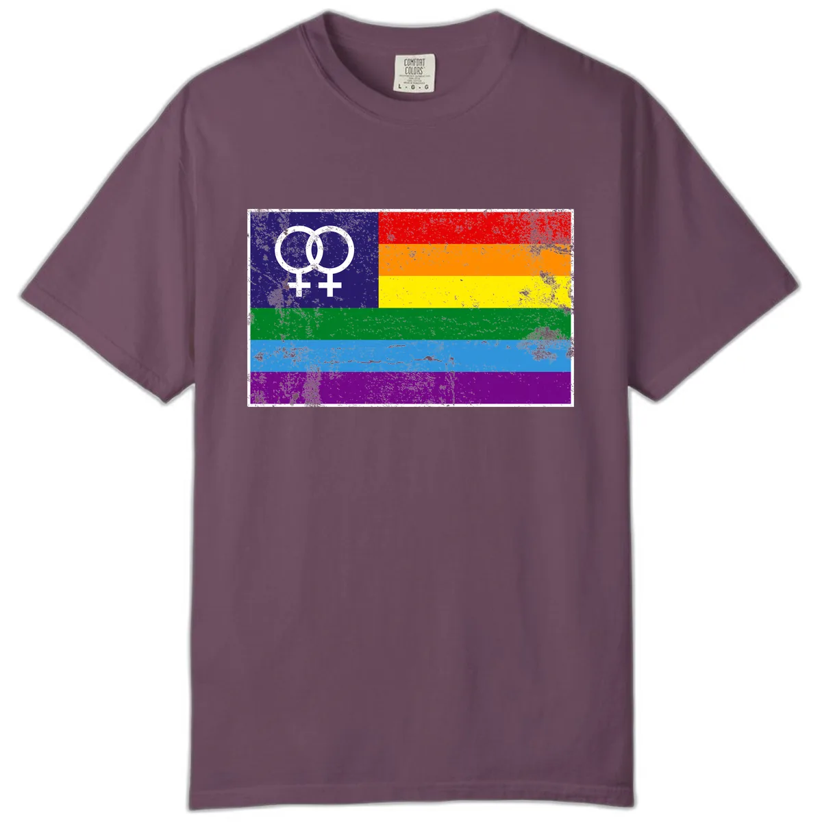 Lesbian Pride Rainbow Flag Comfort Color in Berry