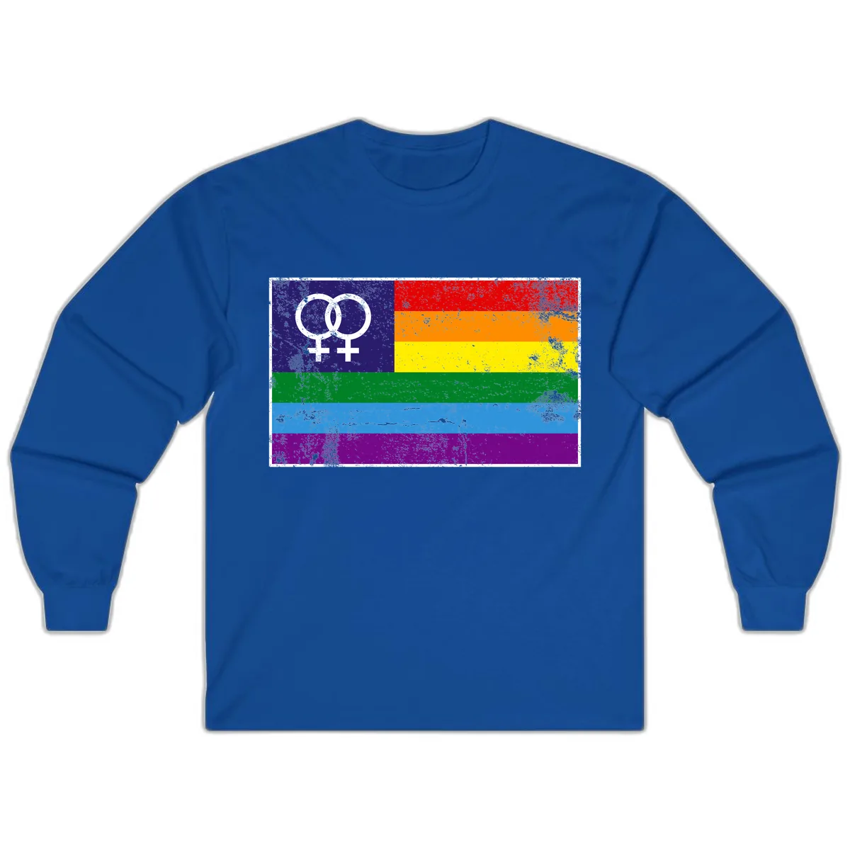 Lesbian Pride Rainbow Flag Long Sleeve in Royal