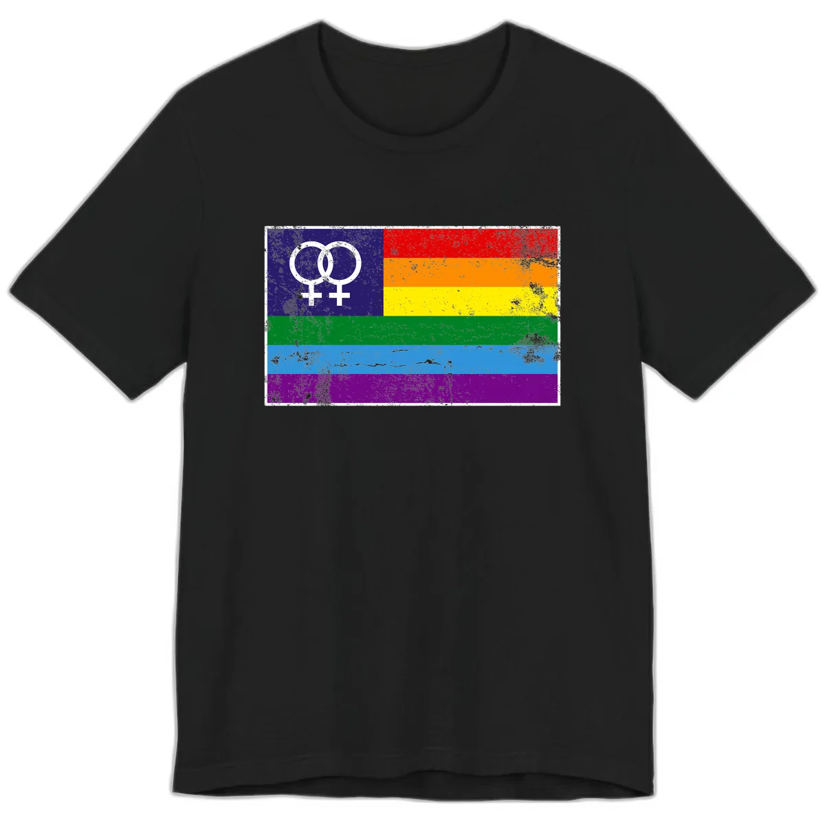 Lesbian Pride Rainbow Flag Premium T-Shirt in Black
