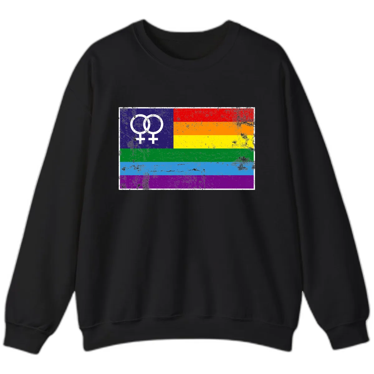 Lesbian Pride Rainbow Flag Sweatshirt in Black