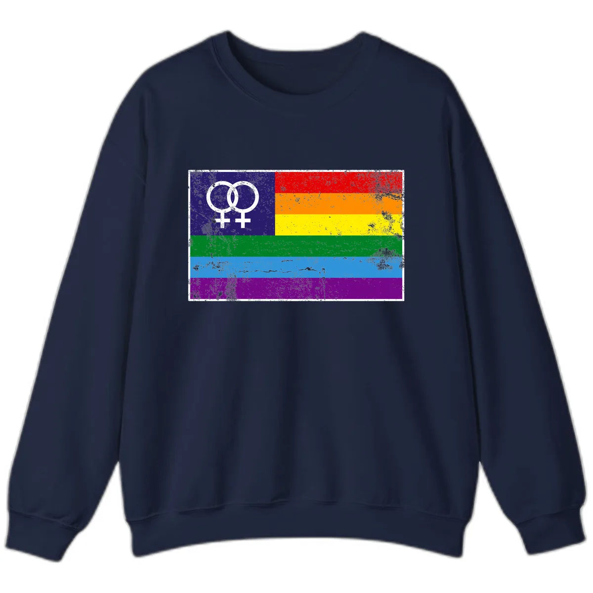 Lesbian Pride Rainbow Flag Sweatshirt in Navy
