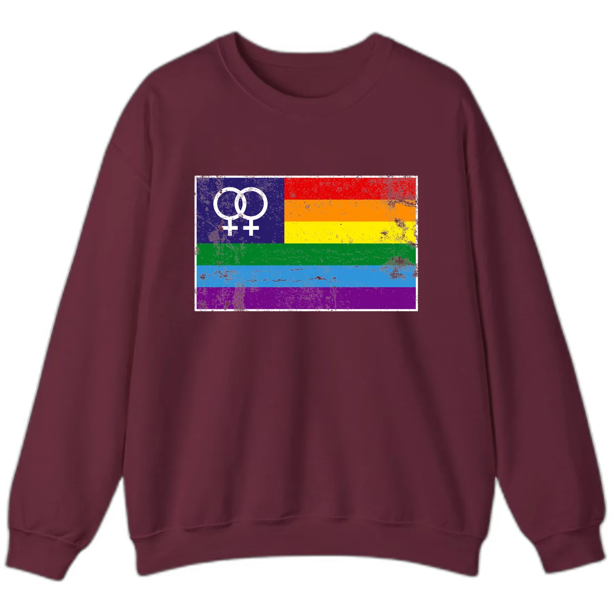 Lesbian Pride Rainbow Flag Sweatshirt in Maroon