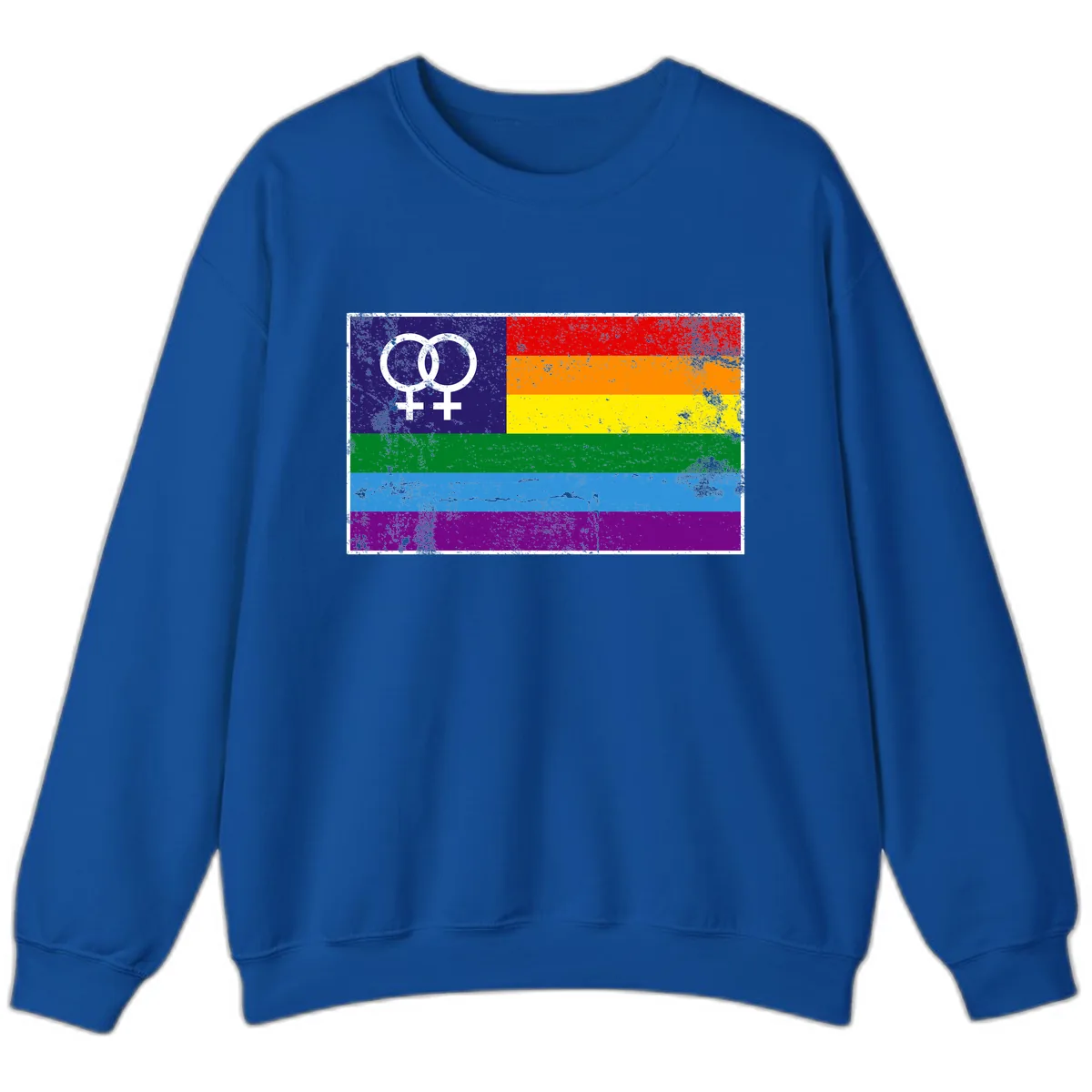 Lesbian Pride Rainbow Flag Sweatshirt in Royal