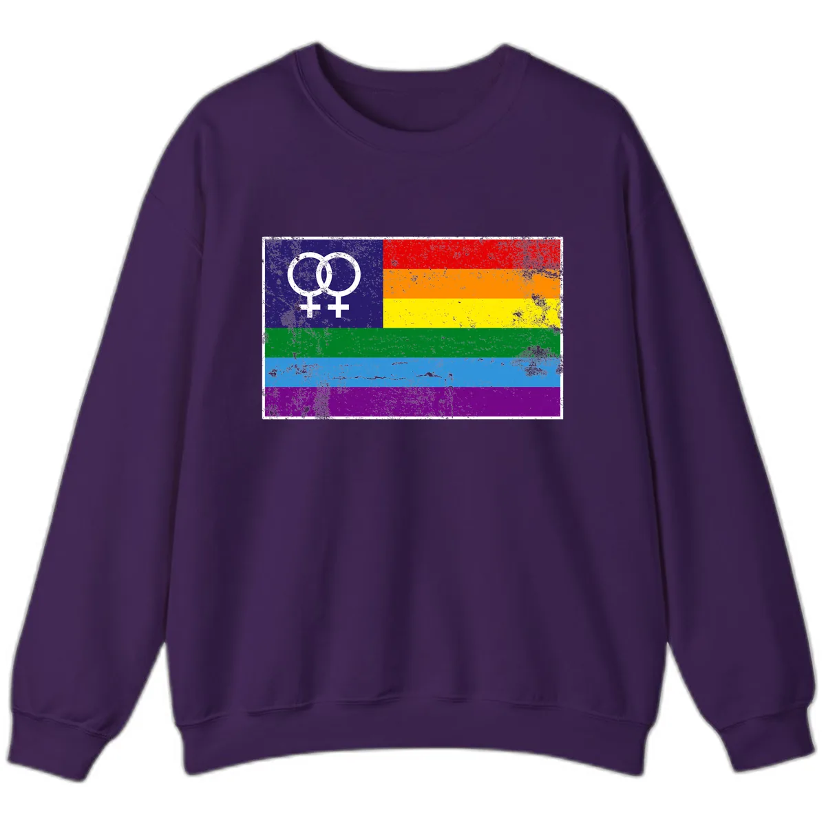 Lesbian Pride Rainbow Flag Sweatshirt in Purple