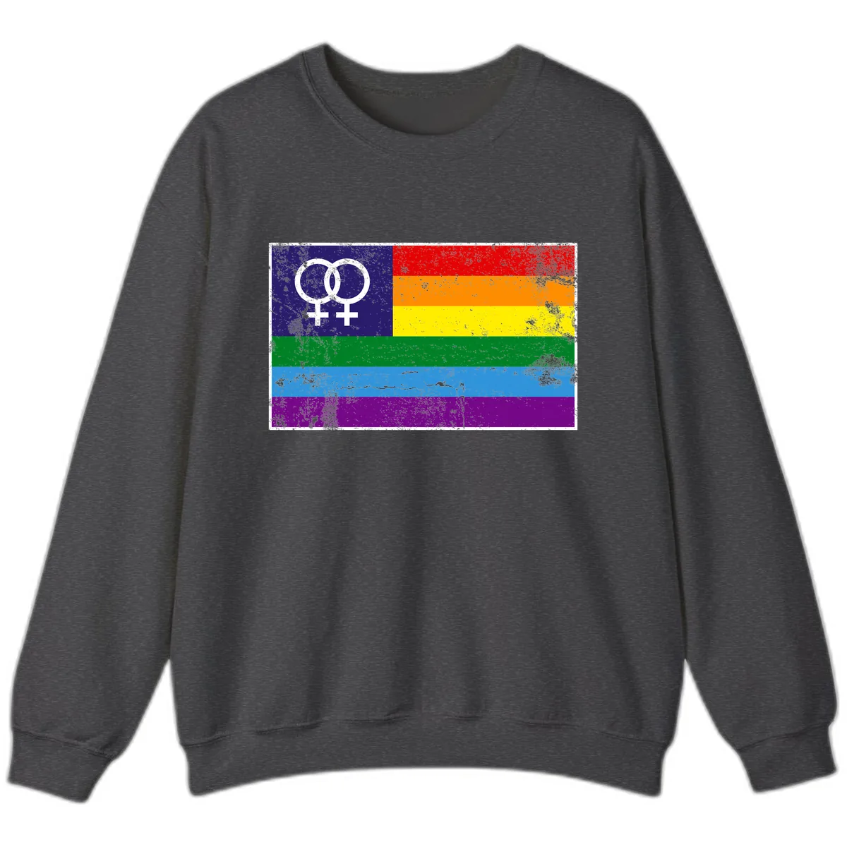 Lesbian Pride Rainbow Flag Sweatshirt in Dark Heather