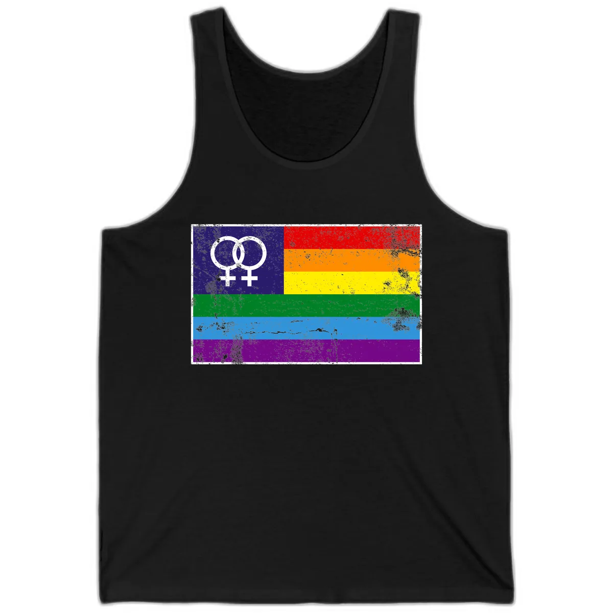Lesbian Pride Rainbow Flag Tank in Black