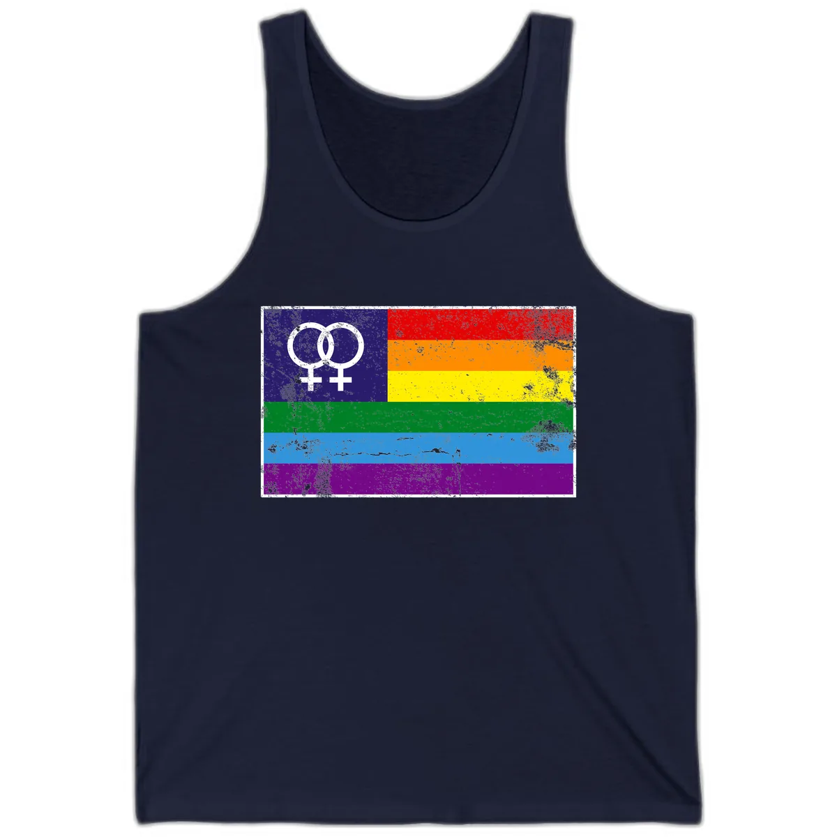 Lesbian Pride Rainbow Flag Tank in Navy