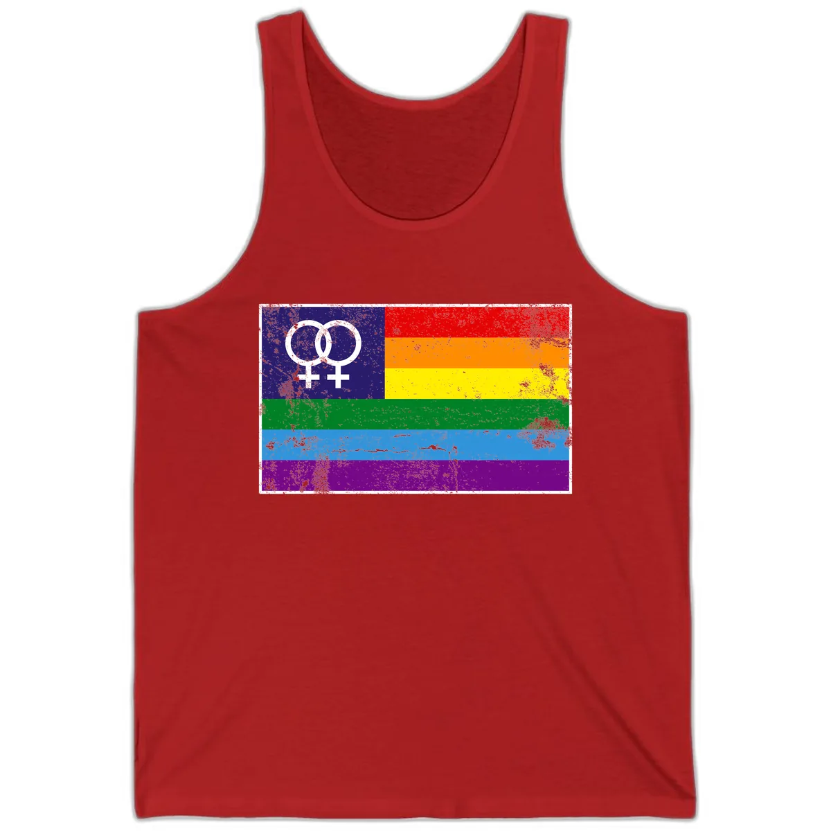 Lesbian Pride Rainbow Flag Tank in Red