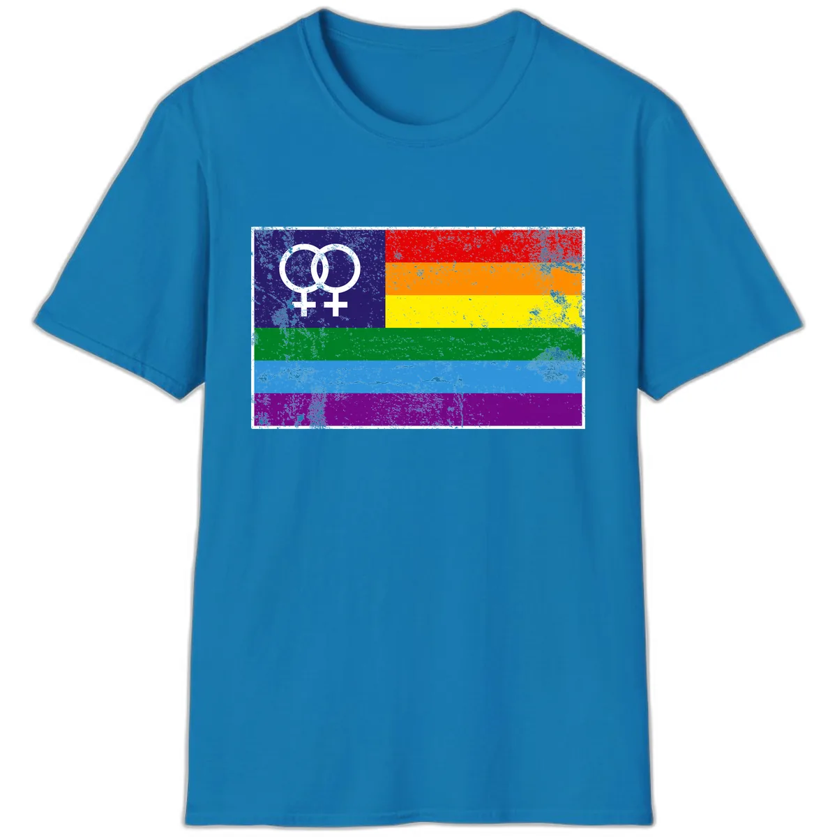 Lesbian Pride Rainbow Flag T-Shirt in Sapphire