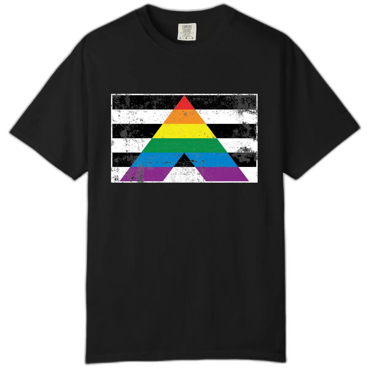 Rainbow Pride Pyramid Comfort Color in Black