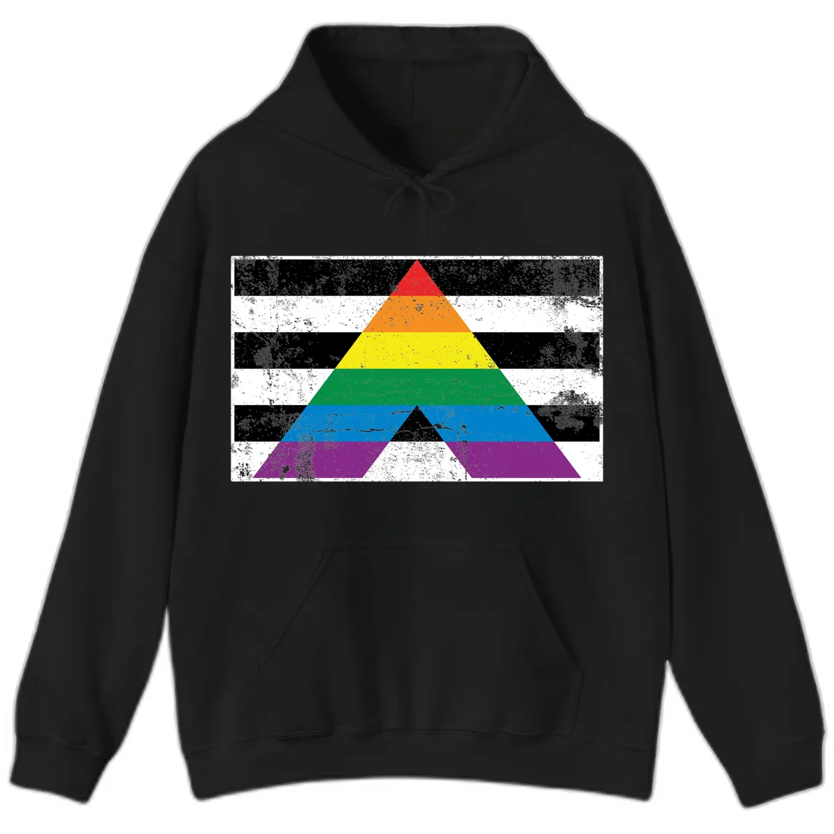 Rainbow Pride Pyramid Hoodie in Black