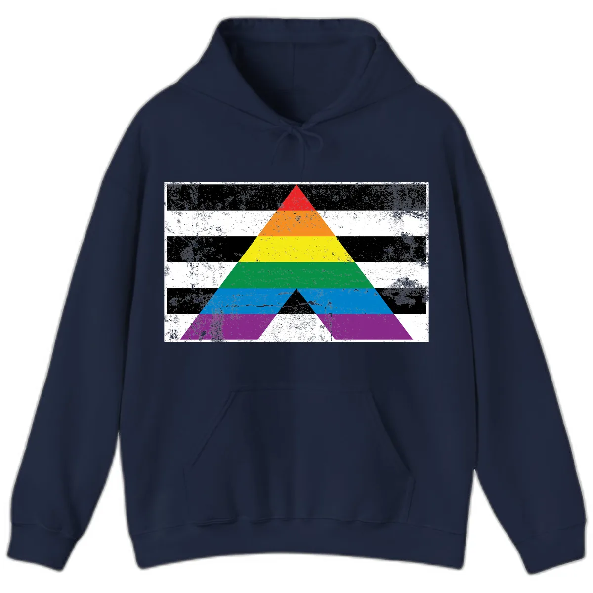 Rainbow Pride Pyramid Hoodie in Navy