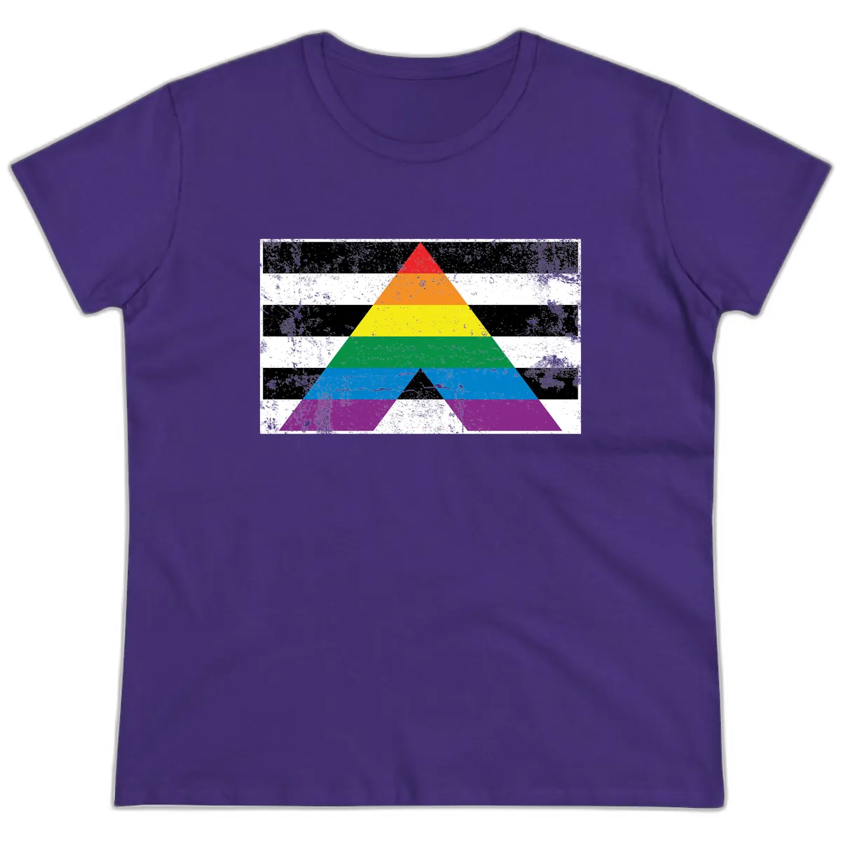 Rainbow Pride Pyramid Ladies Tee in Purple