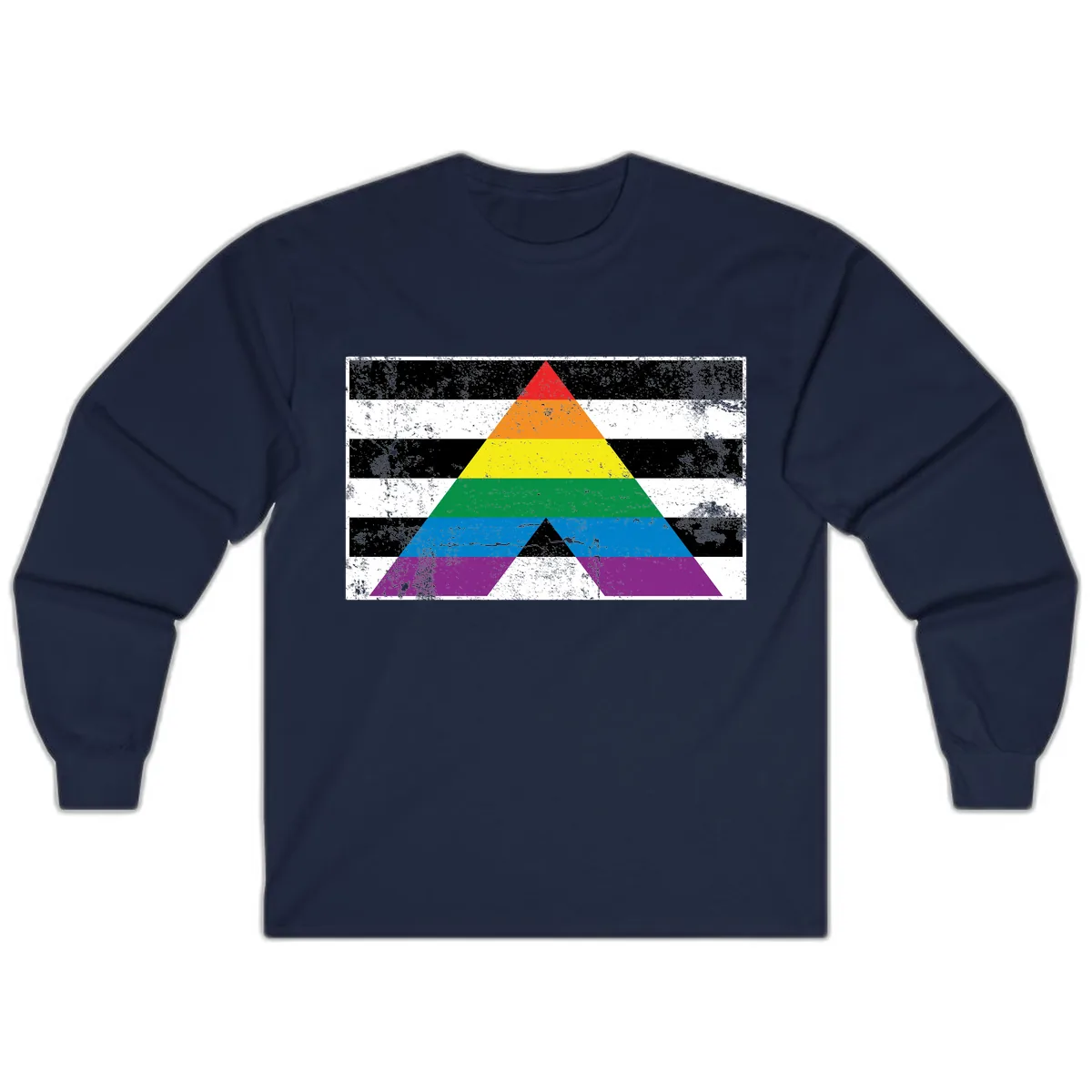 Rainbow Pride Pyramid Long Sleeve in Navy