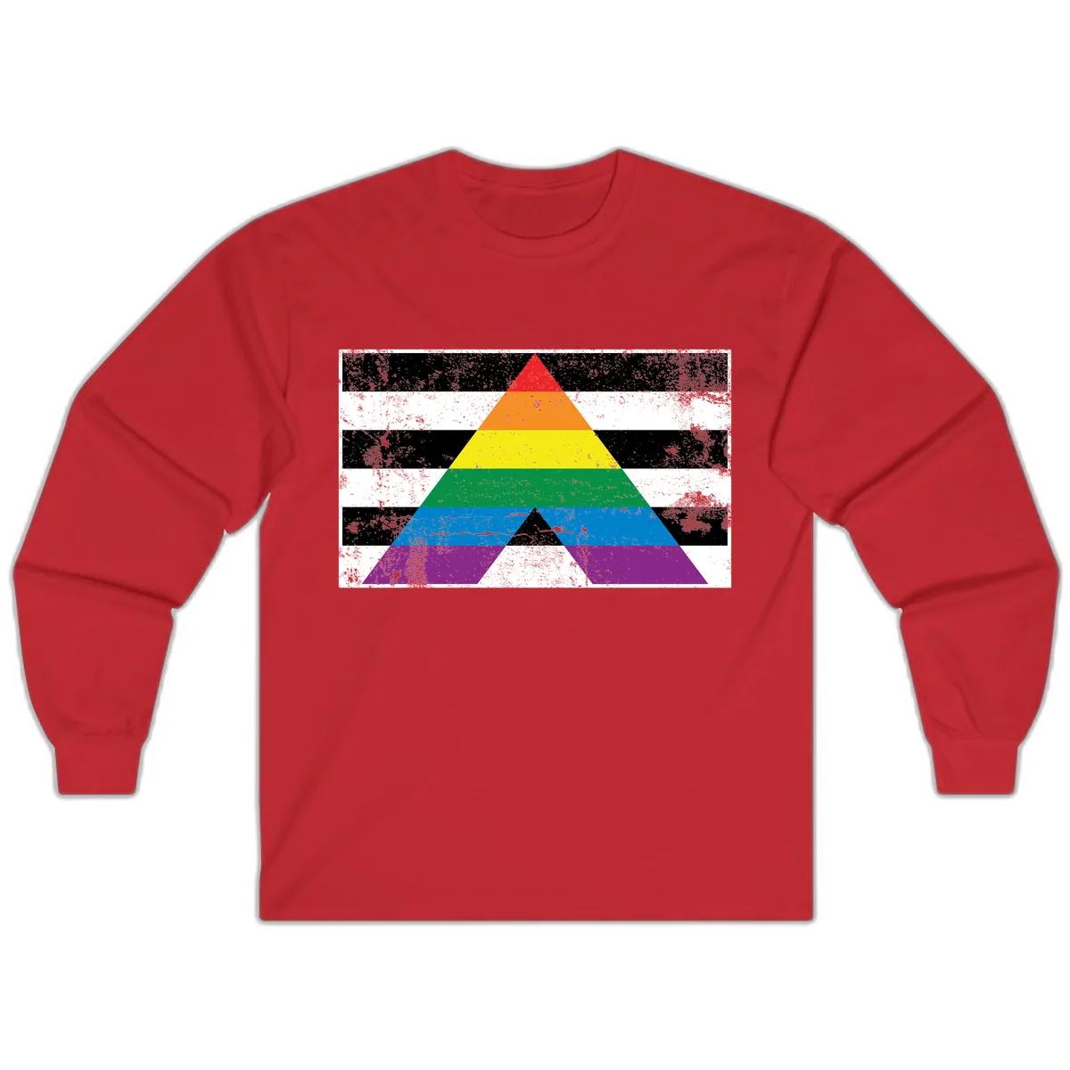 Rainbow Pride Pyramid Long Sleeve in Red