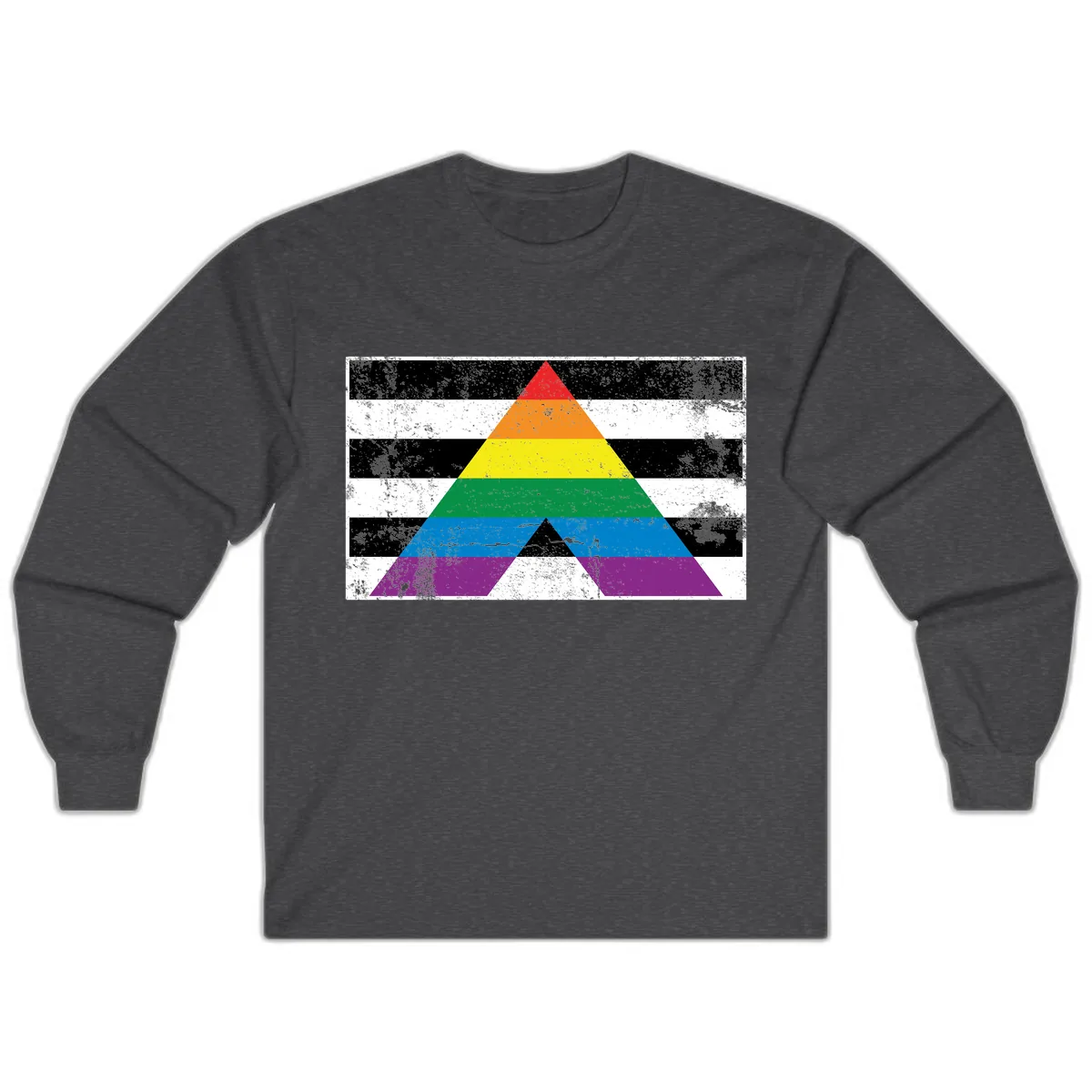 Rainbow Pride Pyramid Long Sleeve in Dark Heather
