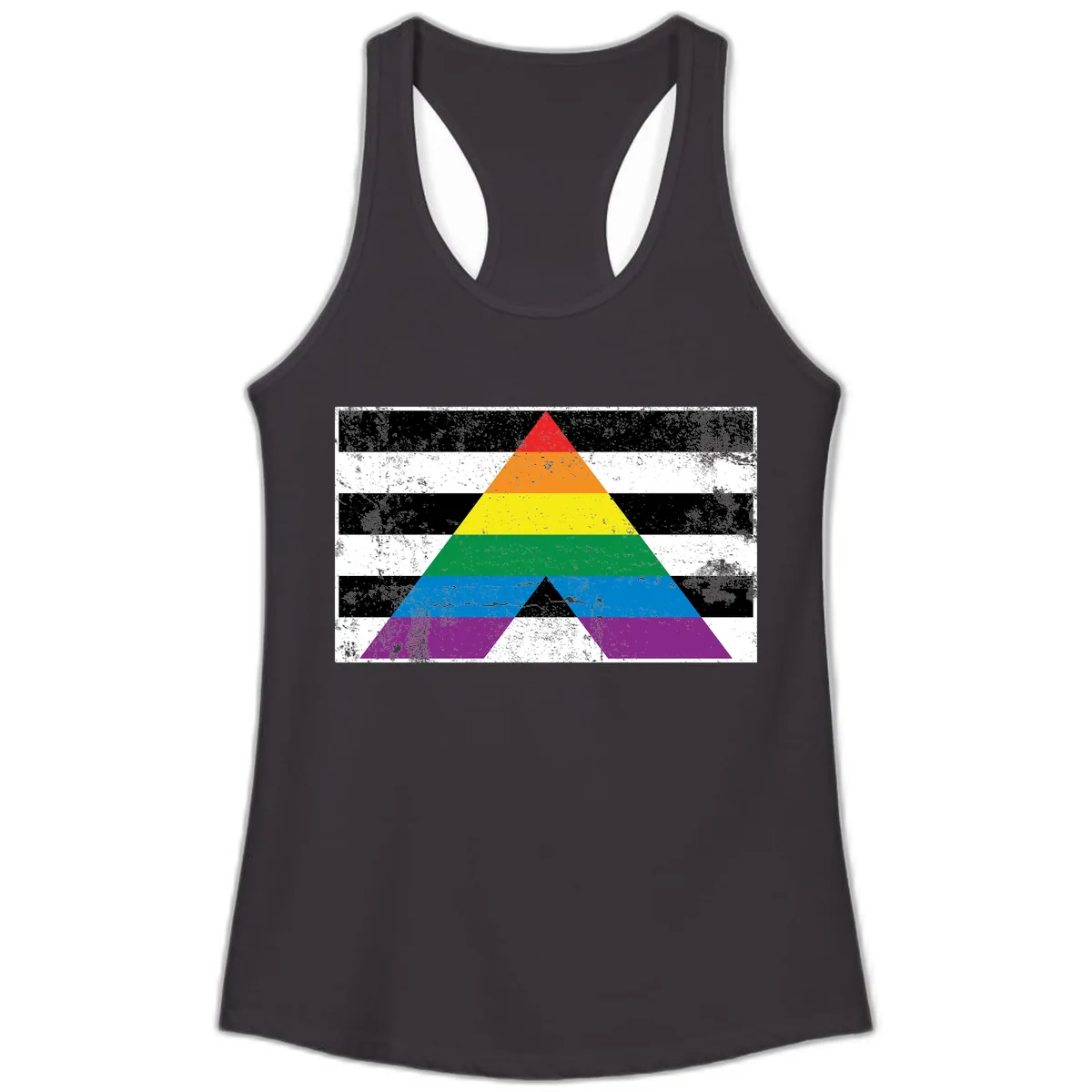 Rainbow Pride Pyramid Ladies Tank in Black