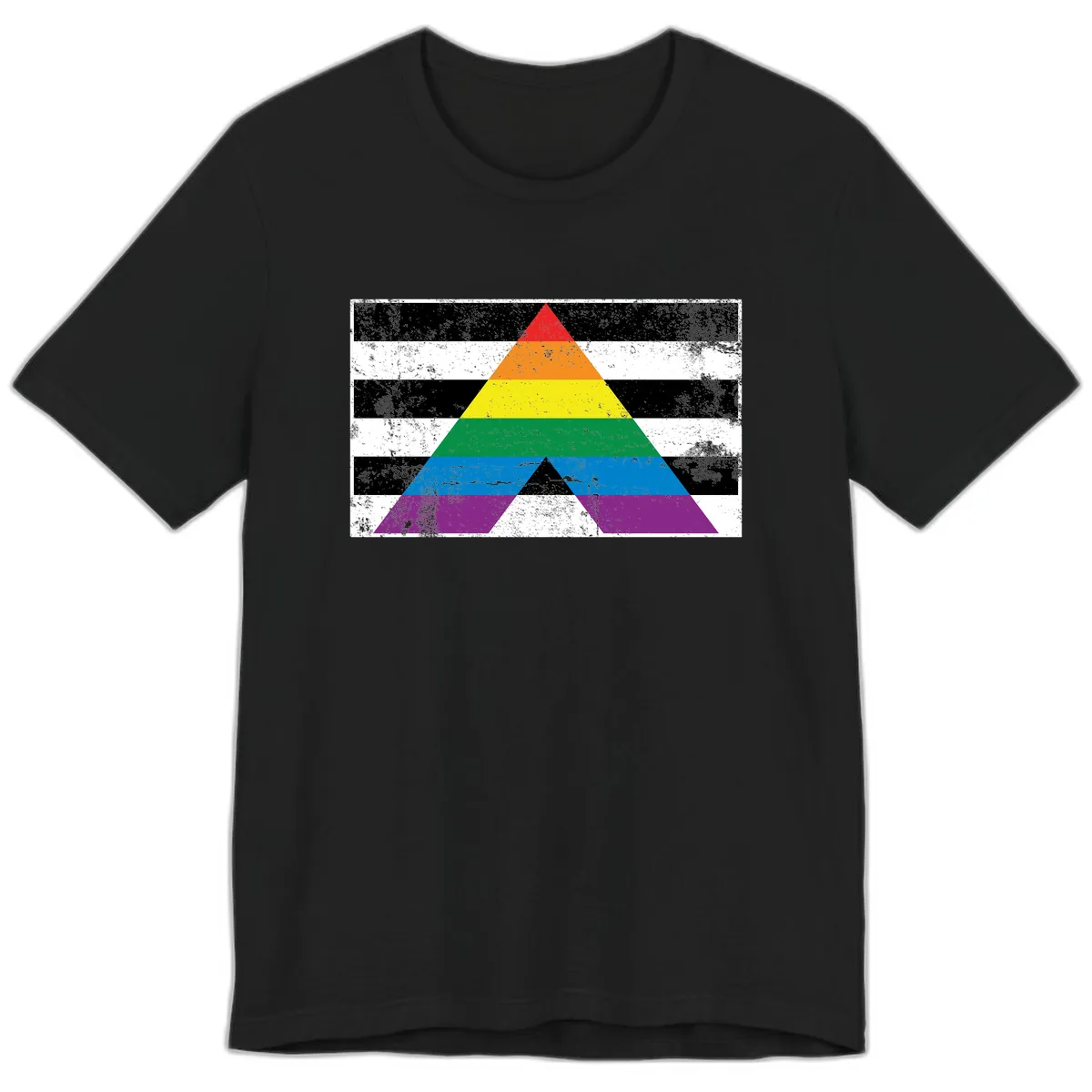 Rainbow Pride Pyramid Premium T-Shirt in Black