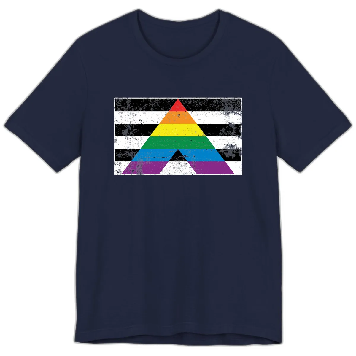 Rainbow Pride Pyramid Premium T-Shirt in Navy