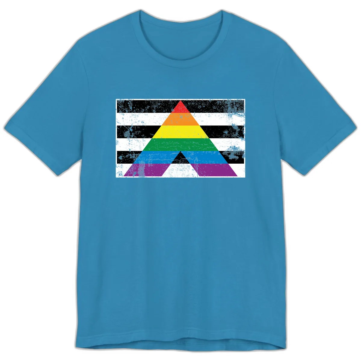 Rainbow Pride Pyramid Premium T-Shirt in Aqua