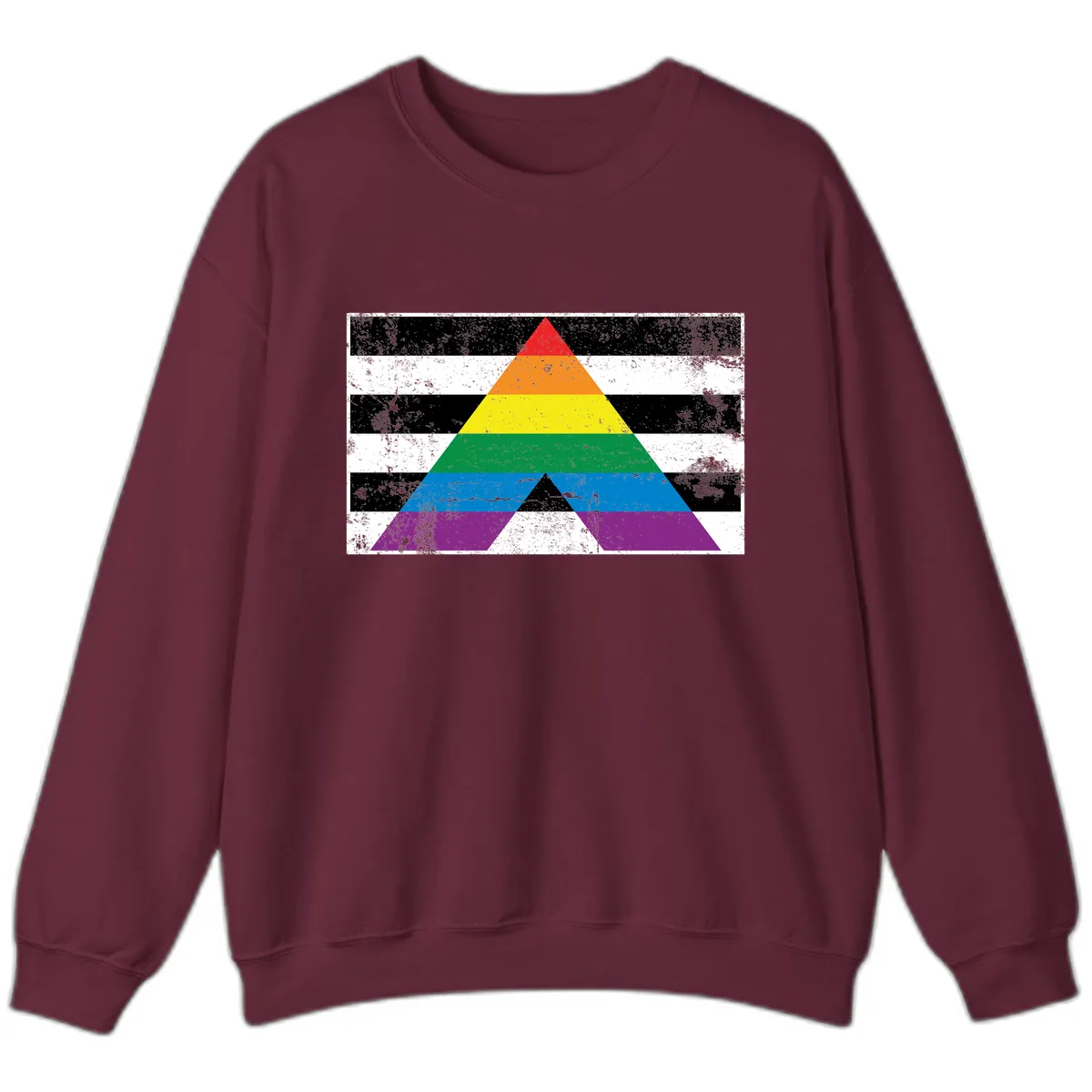 Rainbow Pride Pyramid Sweatshirt in Maroon