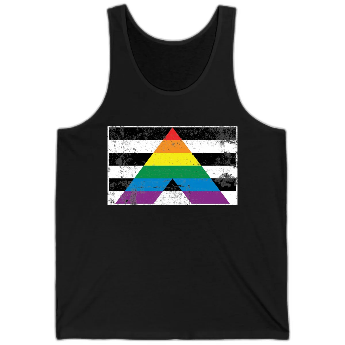 Rainbow Pride Pyramid Tank in Black